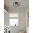 thumbnail image 5 of Kira Home Barlow 17" 2-Light Farmhouse Flush Mount Ceiling Light + Cage Style Design, Gray Oak wood + Textured Black, 5 of 7