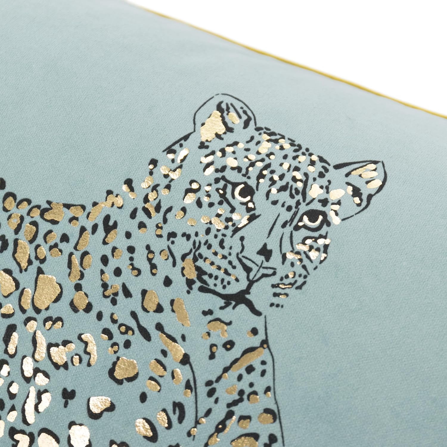JWH Soft Cotton Velvet Foil Print Leopard Throw Pillow Covers for Couch Sofa Bedding Decoration Light Blue 12x20inch