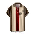 thumbnail image 1 of Camisas De Vestir Para Hombre Camisa holgada con estampado de música informal hawaiana de verano para hombre, camisa de manga corta con cuello vuelto (Wine, XL), 1 of 4