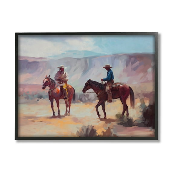 Stupell Industries Desert Cowboys Horses Landscape Animals & Insects Painting Black Framed Art Print Wall Art