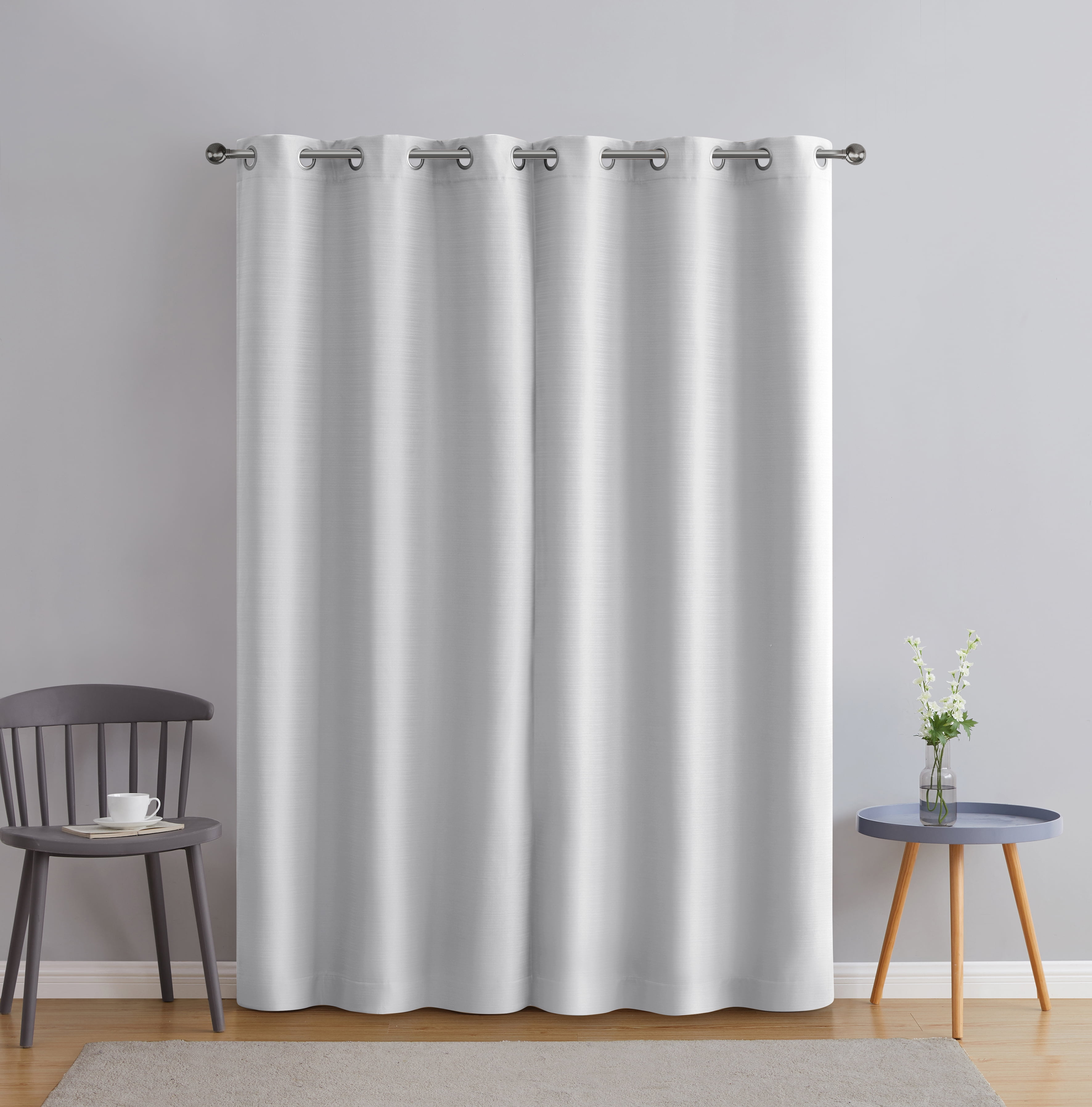 Serta So Dark 100% Blackout White Grommet Top Curtain Panel Pair, 37" x 84"