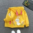 thumbnail image 3 of Hotiary Spring and Autumn Girls Casual Thin Windbreaker Coat 1-7T Toddler Kids Rabbit Printed Hooded Jacket with Cute Rabbit Ears, 3 of 4