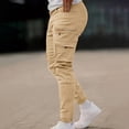 thumbnail image 2 of Mens Cargo Jogger Pants Slim Fit Stretch With Zipper Pockets Lightweight Cotton Tapered Pants Drawstring Elastic Waist, 2 of 6