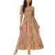 thumbnail image 1 of Vestido Maxi de Mujer Inspire Chic con Escote en V, Mangas de Volante, Capa de Volantes, Casual, Largo, Gris Verde, XL, 1 of 6