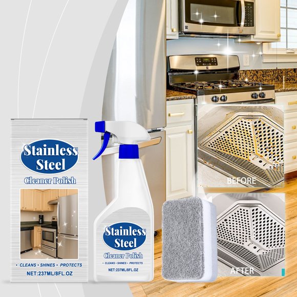 Limpiadores domésticos Spray limpiador de acero inoxidable Desengrasante Abrillantador de huellas dactilares Limpiador de electrodomésticos de cocina Cuidado de prevención de óxido Secado Sin limpiado