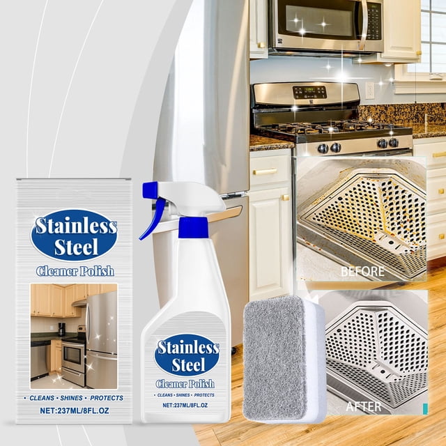 Limpiadores domésticos Spray limpiador de acero inoxidable Desengrasante Abrillantador de huellas dactilares Limpiador de electrodomésticos de cocina Cuidado de prevención de óxido Secado Sin limpiado