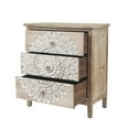 thumbnail image 5 of LuxenHome 3-Drawer 28.2" H x 25.2" W Natural Wood White Floral Accent Chest, 5 of 10