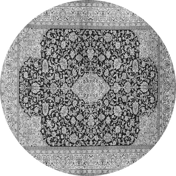 Ahgly Company Indoor Round Medallion Gray Traditional Area Rugs, 4' Round