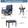 thumbnail image 2 of Kullavik 5 Piece Patio Outdoor Aluminum Metal Swivel Rocking Chair with 2 Footstools, 1 Coffee Table, 2 Black Padded Cushions Outdoor Metal Swivel Rocking Chair Furniture Conversation Set for Garden, 2 of 9