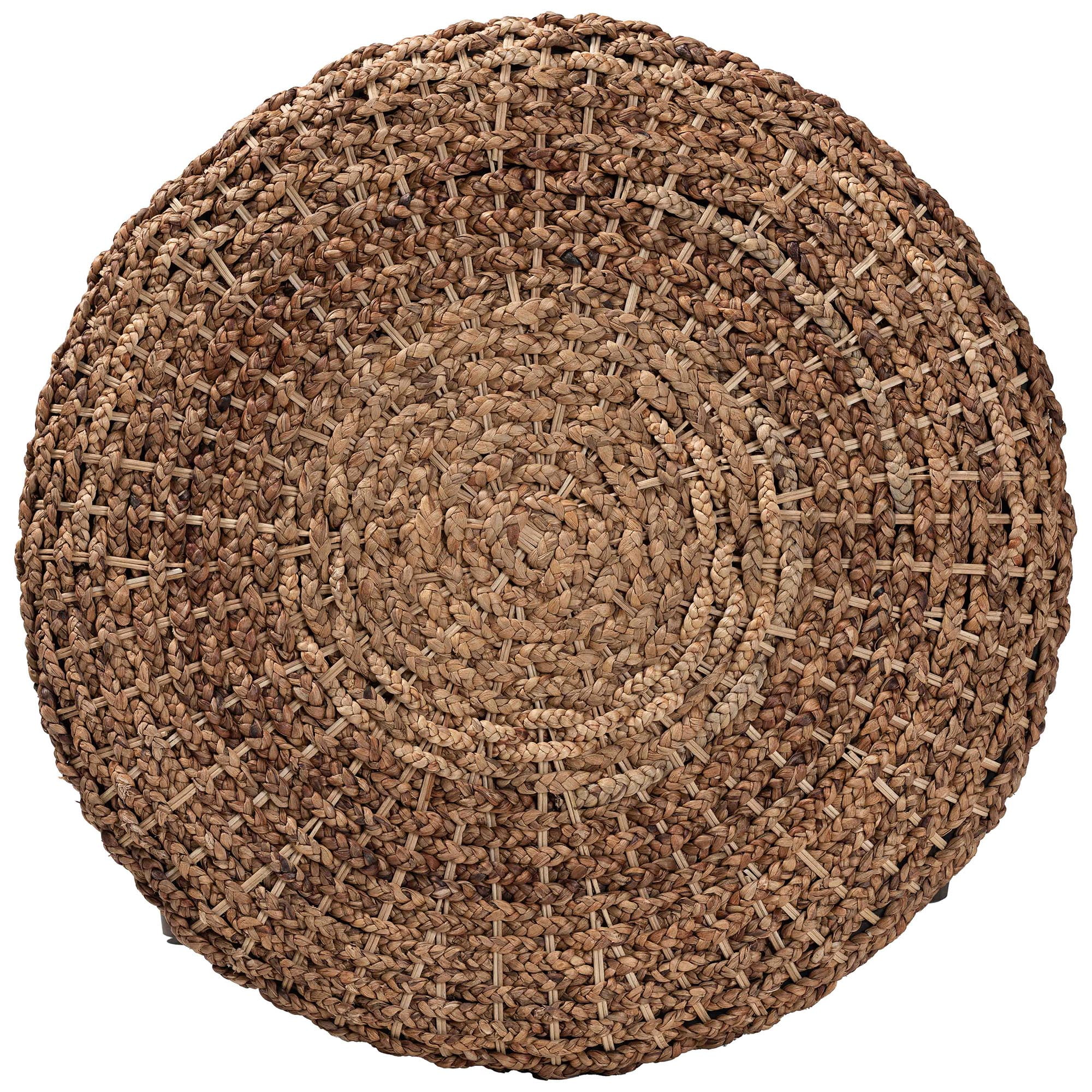 bali & pari Bailey Boho Storage Ottoman, 35"W, Round, Natural Brown