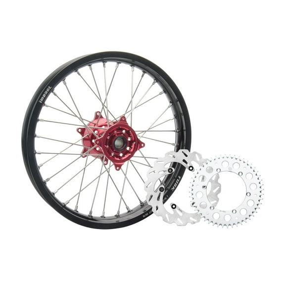 Tusk Impact Complete Rear Wheel Package 18 x 2.15 Black Rim/Silver Spoke/Red Hub For Honda CR125R 2002