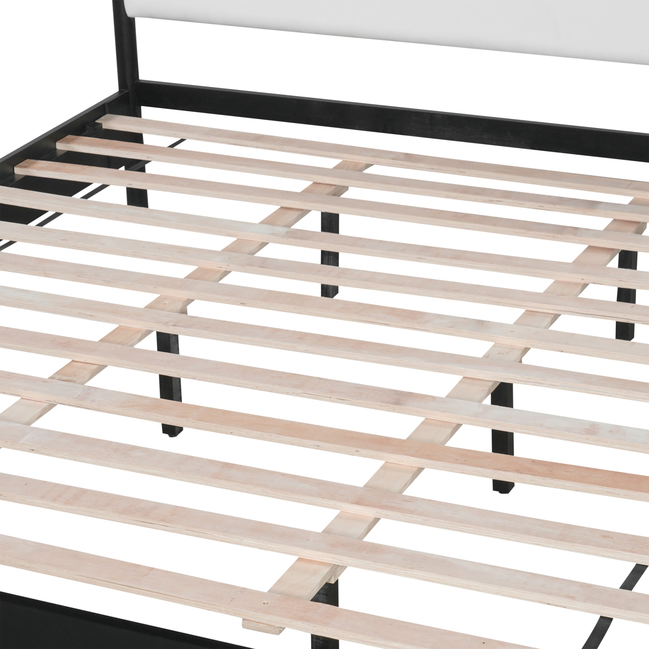 Christopher Knight Home Transitional Platform Bed Frame with Upholstered Headboard, King Size, Black