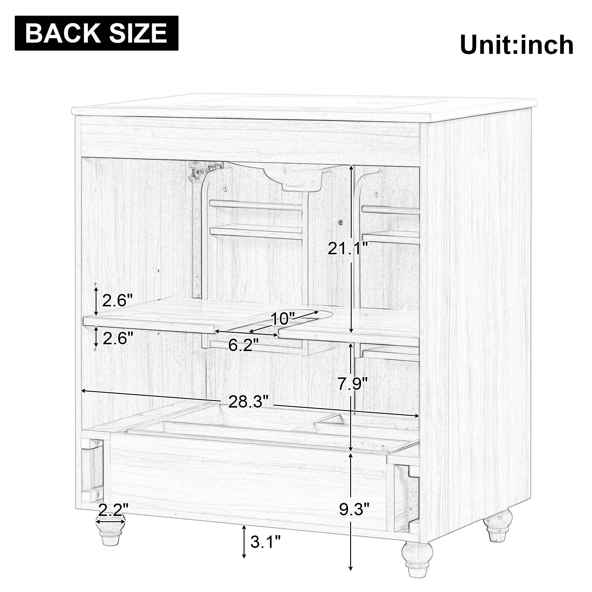 YIYADO 30 Inch Bathroom Vanity with Sink Combination, Modern Bathroom Storage Cabinet Set Without Faucet, Brown