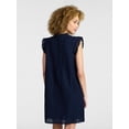 thumbnail image 4 of Time and Tru Women's Cotton Eyelet Mini Dress with Flutter Sleeves, Sizes XS-XXXL, 4 of 6