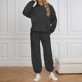 thumbnail image 2 of Sweatsuits Women 2 Piece Outfit Hooded Sweatshirt Matching Baggy Sweatpants with Pockets Y2k Lounge Jogging Tracksuit Black L, 2 of 5