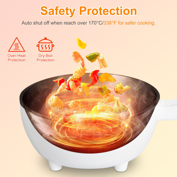 imerelez 3L Electric Multi-Cooker, Non-Stick Hot Pot with Steamer & Dual Power, 1000W Overheat Protection for Dorm