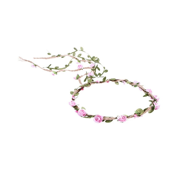 Flower Crown Floral Wreath Headband Floral Garland Headbands Photo Props Hair Accessories (Pink)