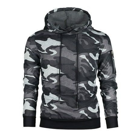 Men Fashionable Hoodie Cool Camouflage Sweater Casual Camo Pullover ...