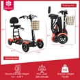 thumbnail image 3 of Bangeran Portable Electric Senior Scooter with LED Headlights and Front Basket, 12 mph Top Speed, Large Leather Seat, All Terrain Tires - Matte Red, 3 of 7