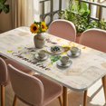 thumbnail image 3 of Sunflower Table Cloths for 5 Foot Rectangle Tables, Vintage Botanical Patio Waterproof Elastic Fitted Tablecloths, Washable Rectangular Table Cover for Camping, 3 of 8