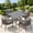 Gray Table-Gray Cushion, variant on Vicllax 5 Pieces Outdoor Patio Dining Set, 38" Black Square Table with storage shelf and 4 Rattan Chairs with Soft Gray Cushions