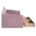 thumbnail image 6 of Twin Size Velvet Daybed, Modern Multi-Function Upholstered Sofa Bed Frame with 2 Drawers, USB Charging Ports and 2 Pockets, Wooden Platform Bed Frame for Living Room, Bedroom, Apartment, Pink, 6 of 9