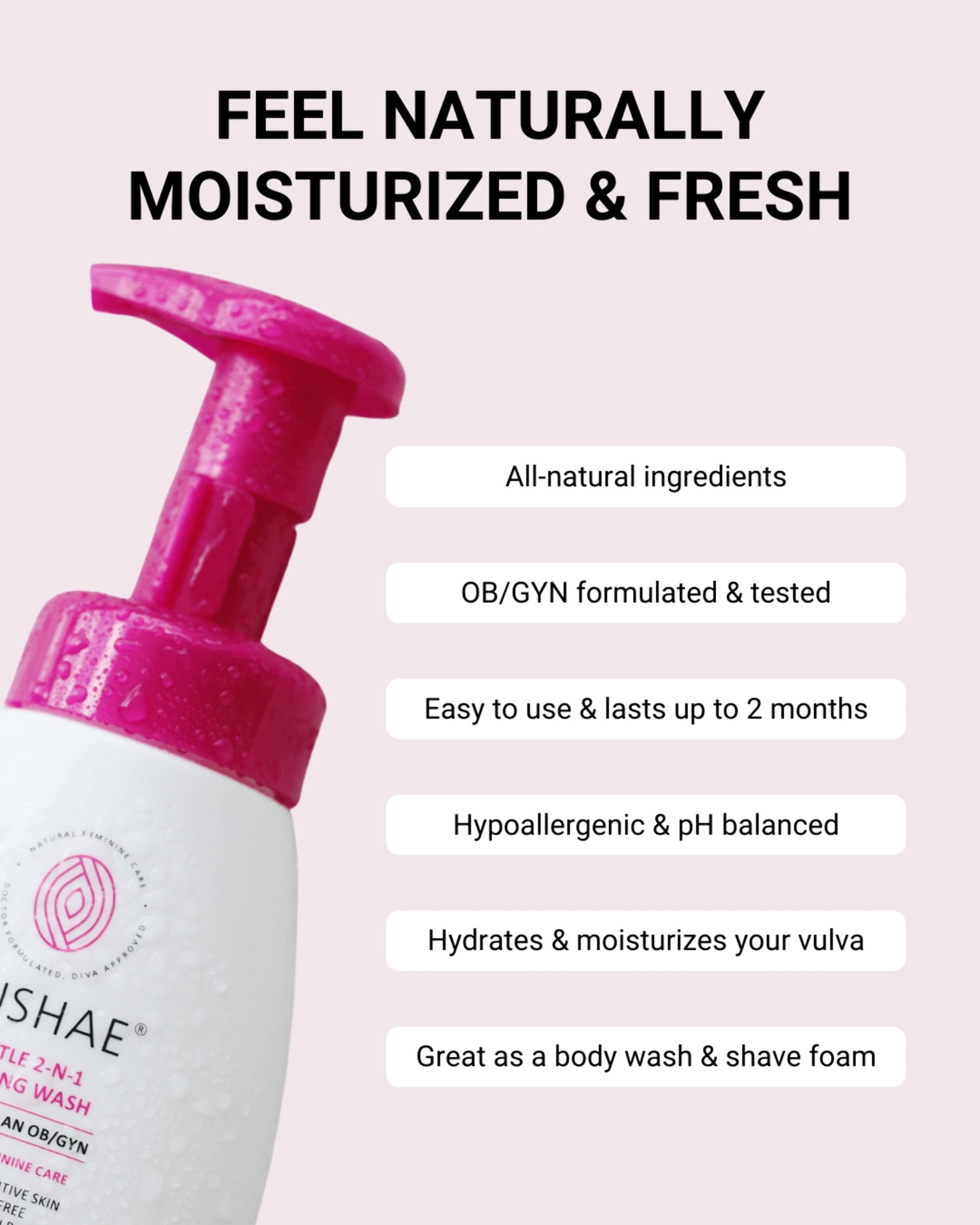 Kushae Gentle 2-N-1 Foaming Feminine Wash, 2 Pack