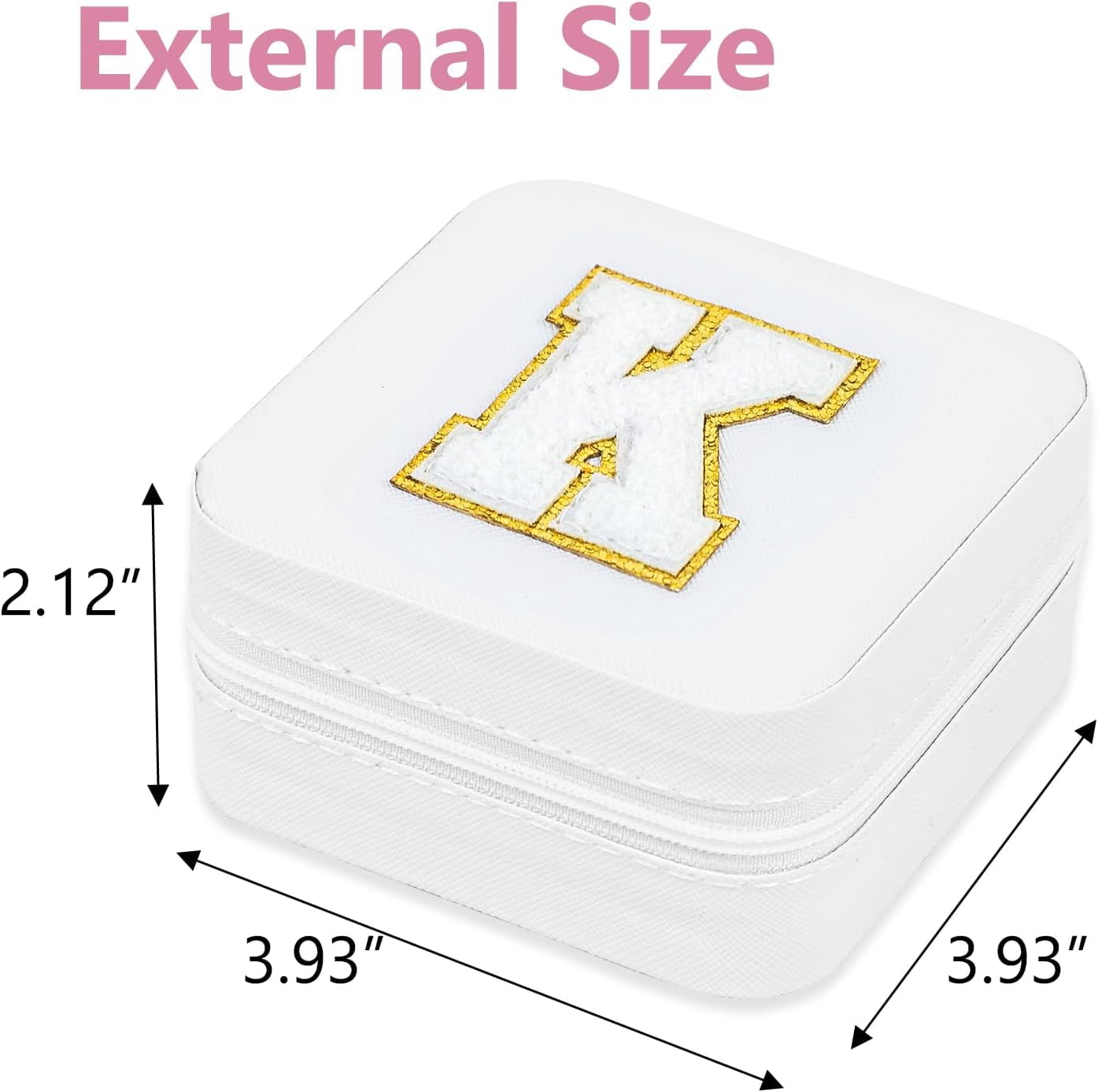 Travel Jewelry Case Organizer, Gifts For Women, Small Jewelry Box Jewelry Organizer, Necklace Organizer Earring Organizer Box With Mirror, White Travel Essentials Initial K[Z1]
