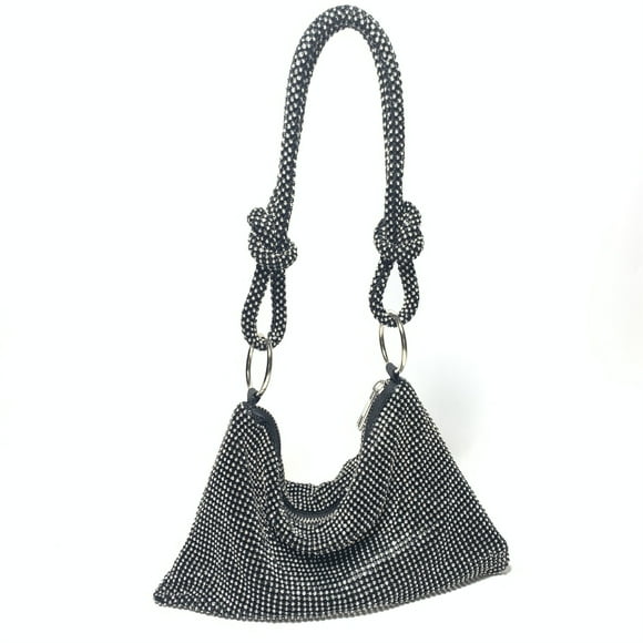 yeacher Elegant Handmade Rhinestone Evening Clutch Bag with Chain Strap - Perfect for Parties and Daily Use, Black