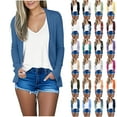 thumbnail image 1 of Frostluinai Open Front Cardigans for Women Long Sleeve Lightweight Cardigans Solid Casual Loose Sweaters Solid Beach Cover Up, 1 of 7