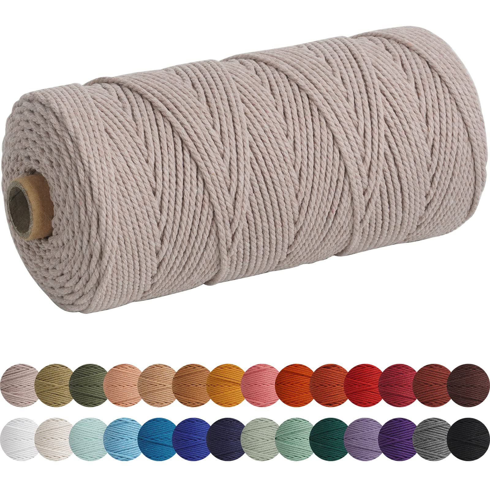 Macrame Cotton Cord 2mm 109 Yard Cotton Rope Colored Craft Cord for DIY Crafts Plant Hangers Dark Green 