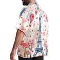 thumbnail image 3 of Eiffel Tower Valentine's Day Men's Casual Printed Button Down Short Sleeve Summer Beach Shirt, Unisex, 3 of 6