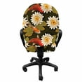 thumbnail image 3 of East Office Chair Slipcover, Japanese Carp Koi Fish with Lotus Flowers East Culture Nature, Protective Stretch Decorative Fabric Cover, Standard Size, Burnt Sienna Orange, by Ambesonne, 3 of 5