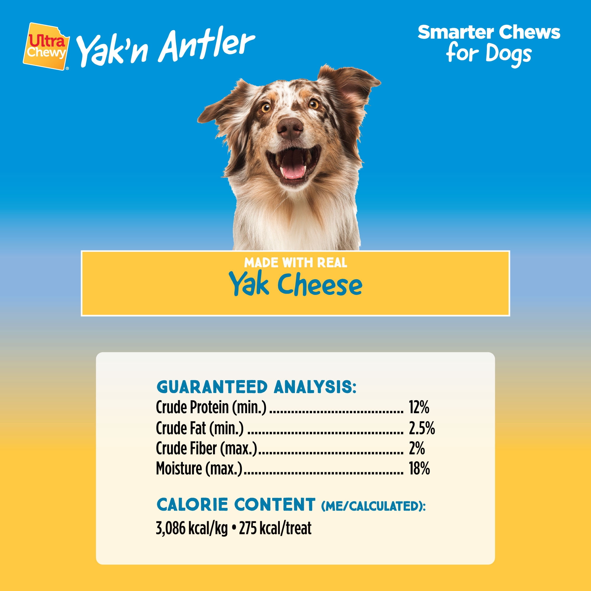 Ultra Chewy Large Yak'n Antler Dog Treats - 2 Ct, 6.25 Oz