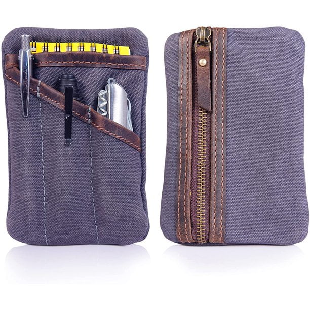 Rawhyd Waxed Canvas EDC Pocket Organizer, Compact EDC Pouch for Men, and Multi-Tool EDC Wallet, Grey, Men's, Size: 6” Tall x 4” Wide & 0.5” Thick
