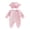 Pink, variant on Loicainy Newborn Infant Girl Fall Romper 3 6 Months Ruffled Trim Long Sleeve Bodysuit and Hat 2 Pcs Set