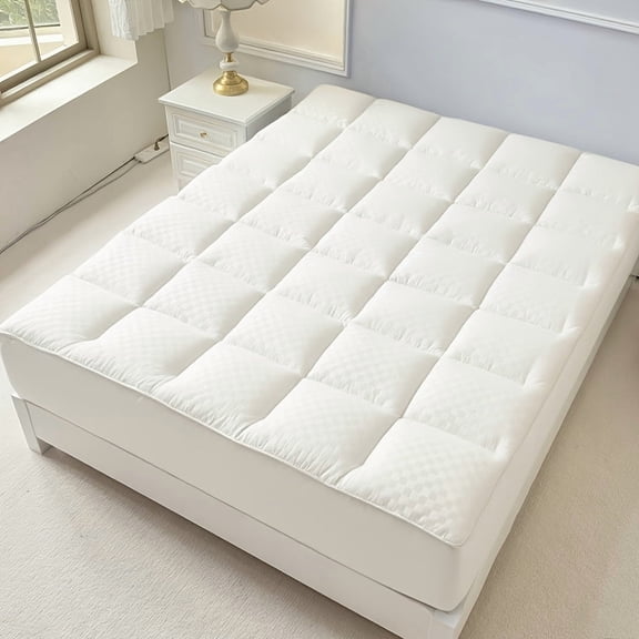 Hotel Luxury Down Alternative Pillow Top Mattress Topper, 2" Thick Quilted Mattress Pad with Deep Pocket, Soft & Breathable Bed Topper, Fits 8"-21" Mattress(white,Twin)