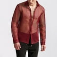 thumbnail image 2 of Men's Mesh Hollow Out Long Sleeve Shirt Breathable See Through Casual Summer Top for Daily Wear Mens T-Shirts Summer Lightweight Tee Tops, 2 of 4