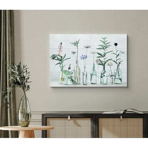 PixonSign Canvas Print Wall Art Watercolor Imprint Pink & Purple Flower Variety Botanical Wilderness Illustrations Minimalism Modern Group Colorful Pastel for Living Room, Bedroom, Office - 32"x48"