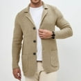 thumbnail image 2 of dGslk Men Knit Blazer Casual Button Down Cardigan Jacket with Pockets Lightweight Business Sweater Coat for Everyday Wear Khaki 2XL, 2 of 2