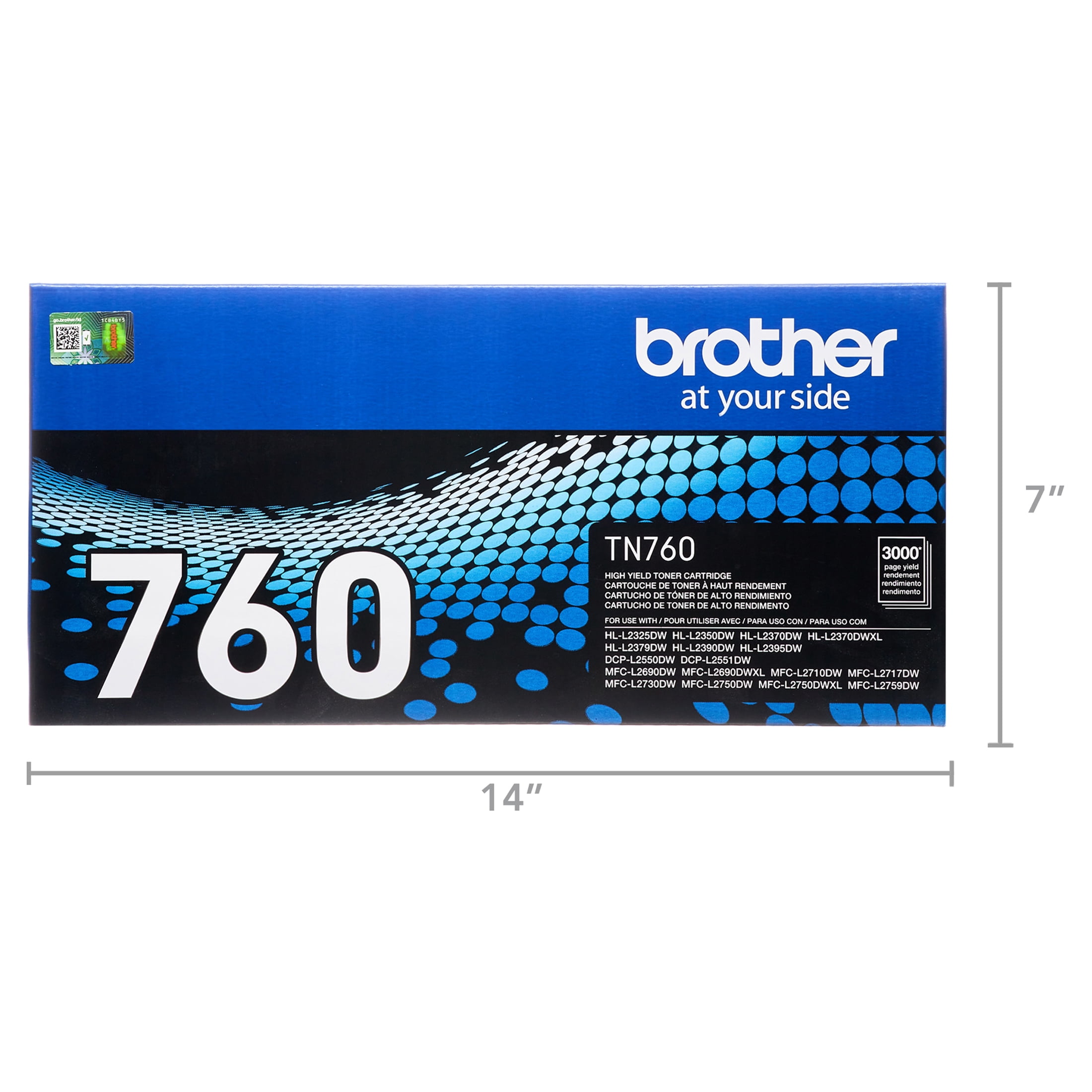 Brother Genuine TN760 High‐Yield Black Printer Toner Cartridge