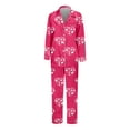 thumbnail image 4 of Cotton Pajamas for Women Set Soft Valentines Long Sleeve Lapel Shirts Pants Sleep Nightwear, 4 of 5