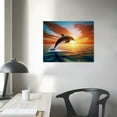 thumbnail image 4 of Acheng  Canvas Print Wall Art Dolphin Duo with Sunset Ocean Horizon Nature Wilderness Photography Modern Art Rustic Scenic Colorful Multicolor for Living Room, Bedroom, Office  16x12in, 4 of 6