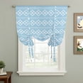 thumbnail image 2 of Blue Boho Tie Up Curtains 45 Inches Long, Kitchen Window Curtains Over Sink, Vintage Ethnic Tribe Abstract Art Geometric Small Window Curtains Shade Balloon Curtains Valances for Bedroom/Cafe 34"x45", 2 of 8