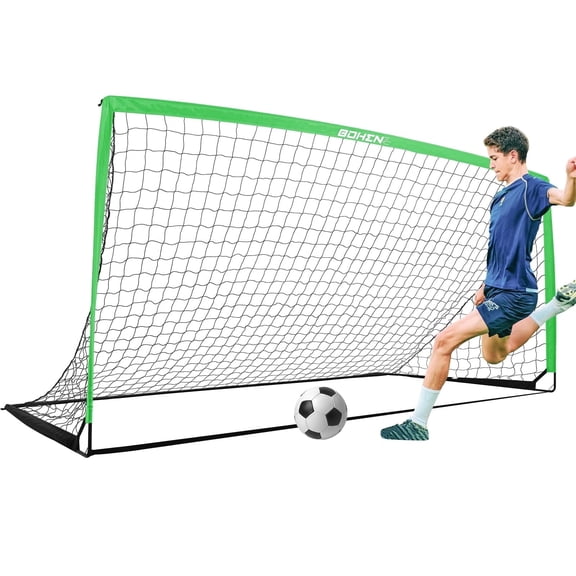 BOHEN Portable Metal Soccer Goal for Backyard with Carry Bag for Outdoor Indoor Training Games for Kids Adult,for Easy Storage(9x5ft,1 Piece, Green)