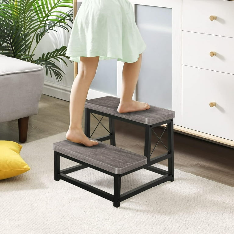 Wooden Step Stool for Adults 2 Tier Heavy Duty Step Stool for High Bed Small Step Stool for Bedroom Living Room Bathroom and Kitchen Hold Up to 500 LBS Walmart