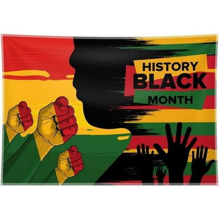 Image of 96x72inch Black History Month Photo Booth Backdrop Banner for African American National Festival February