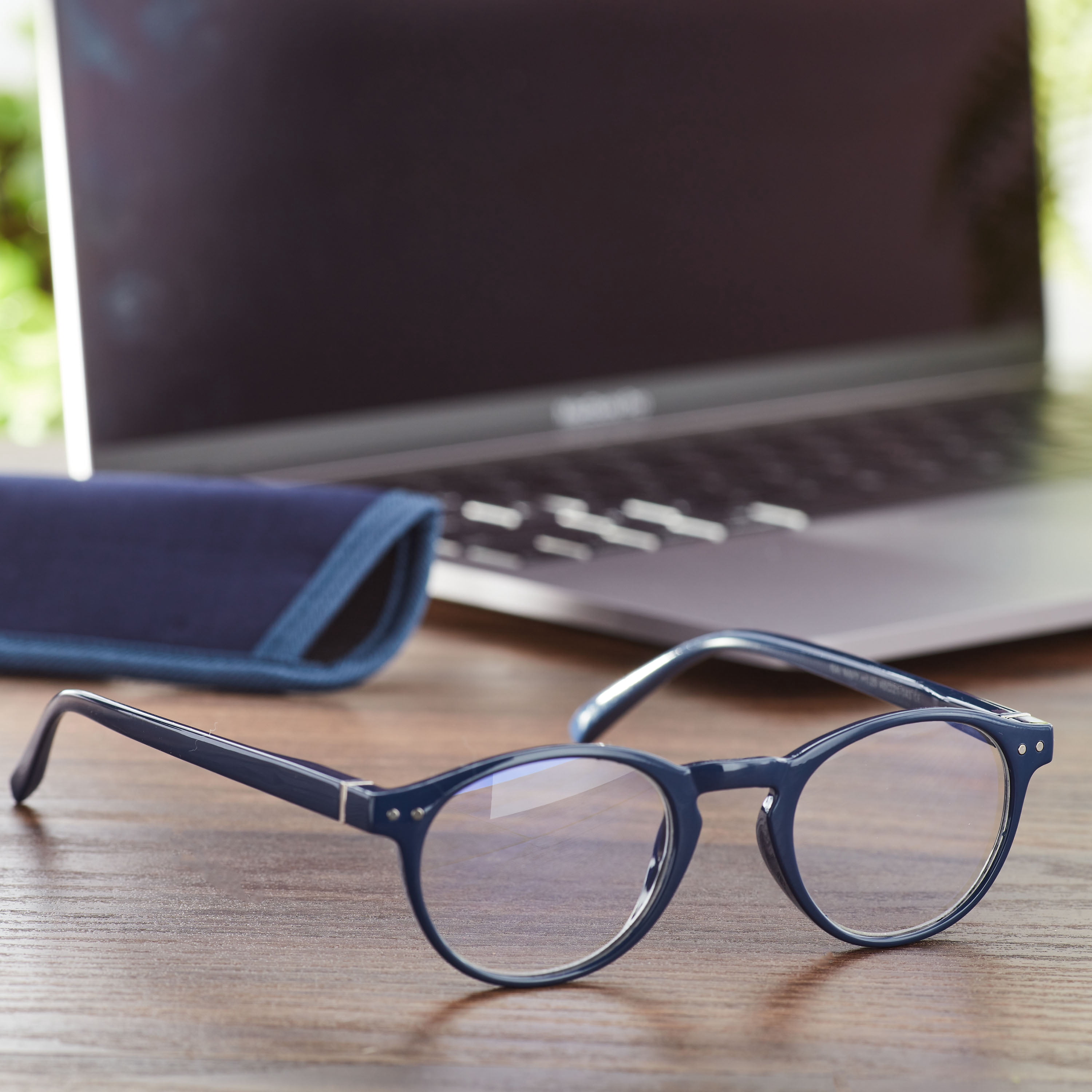 Equate Unisex Kai Bluelight Readers with Case, Navy, +1.25