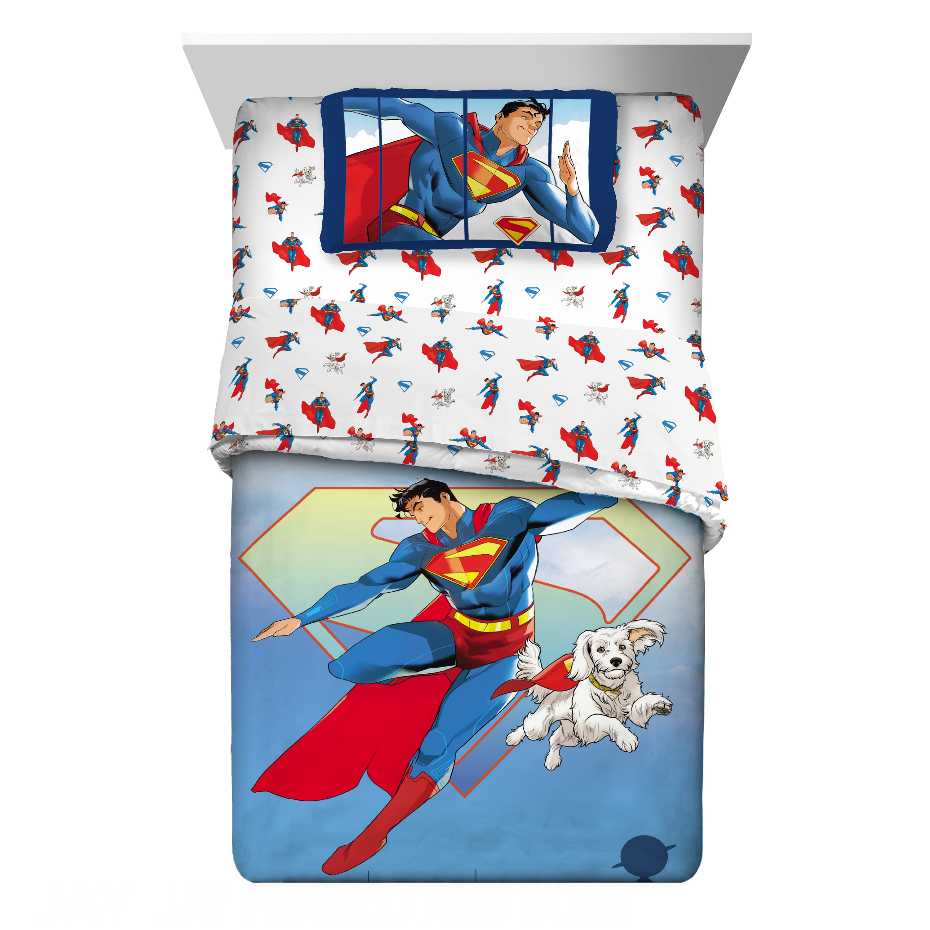 Superman Kids Full Bed in a Bag, 5Pc Bedding Set, Comforter and Sheets