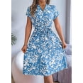 thumbnail image 5 of Women'S Summer V Neck Cap Sleeve Floral Sundresses Flowy Summer Dresses for Women Light Blue M, 5 of 10